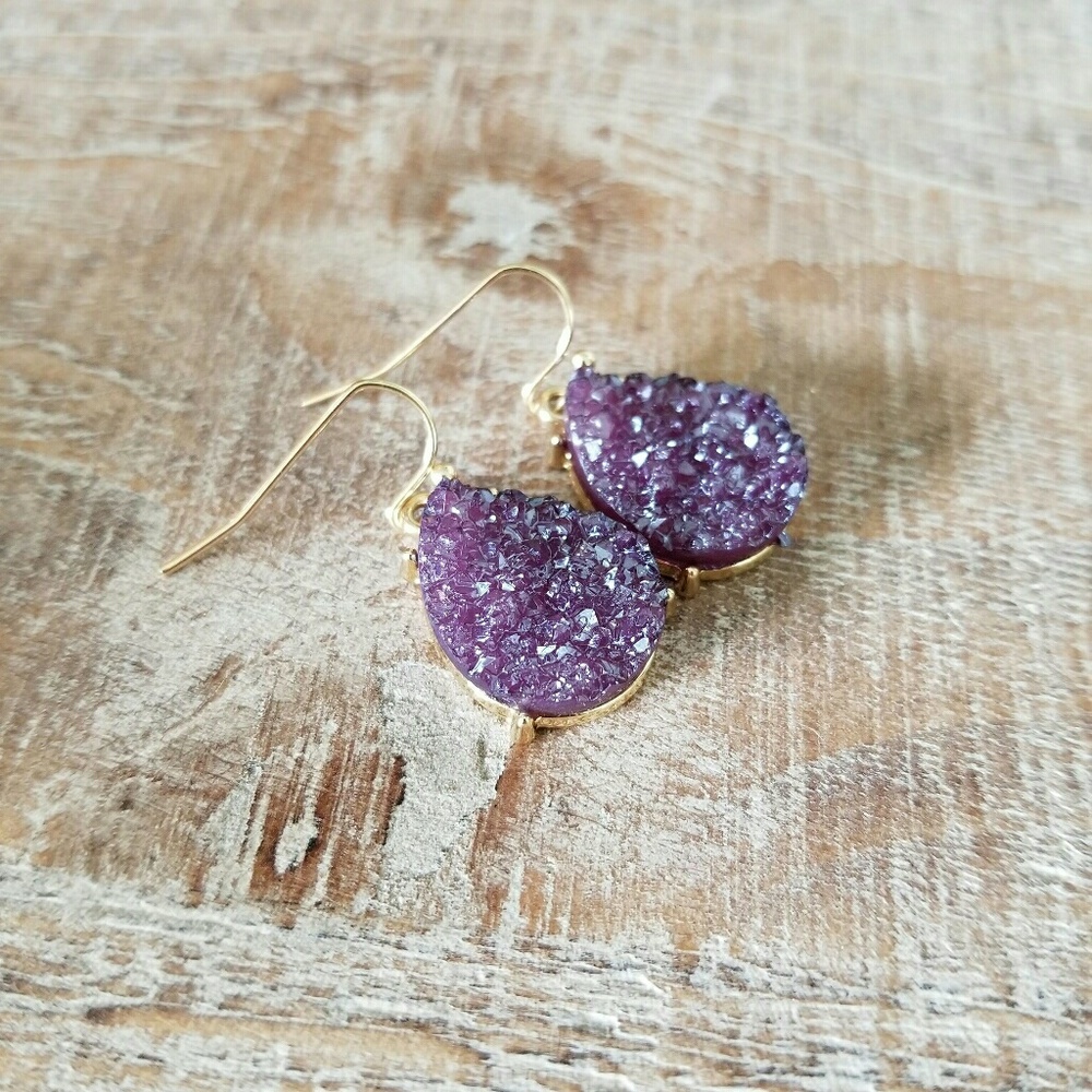🥳HP🥳 Pear Shaped Druzy Drop Earring - Picture 3 of 7